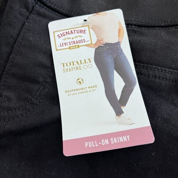 Levi's Signature Jeans Womens 27 x 28 Black Pull-On Skinny High Rise Stretch NEW - Picture 6 of 13